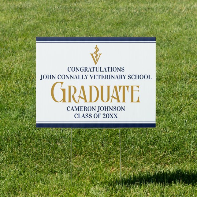 Navy Blue Gold Veterinary School Graduate Yard Sign (Insitu)