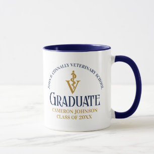 Navy Blue Gold Veterinary School Graduation Custom Mug