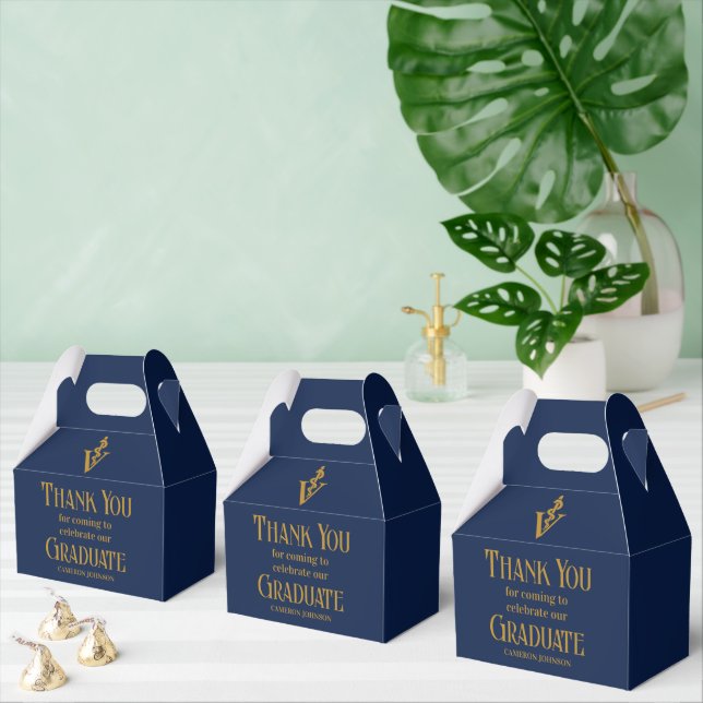 Navy Blue Gold Veterinary School Graduation Party Favor Boxes (Multiple)