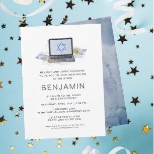 Navy Blue & Gold   Virtual Laptop Bar Mitzvah