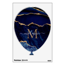 Navy Blue Gold Wall Decal Your Name and Letter