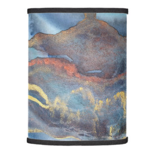 Navy Blue & Gold Watercolor Marble Modern Abstract Lamp Shade