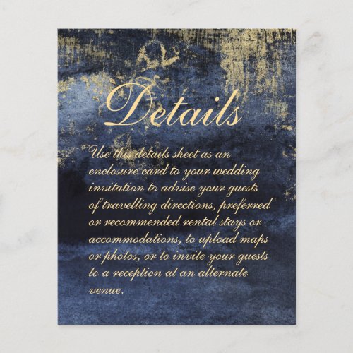 Navy Blue  Gold Watercolor Wedding Details