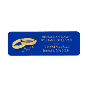 Navy Blue & Gold Wedding Address Labels Two Grooms
