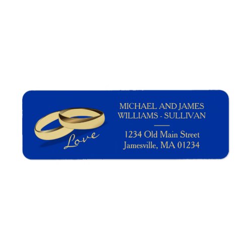 Navy Blue  Gold Wedding Address Labels Two Grooms