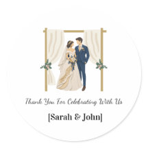 Navy Blue Gold Wedding Favor Stickers