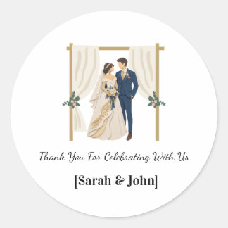 Navy Blue Gold Wedding Favor Stickers