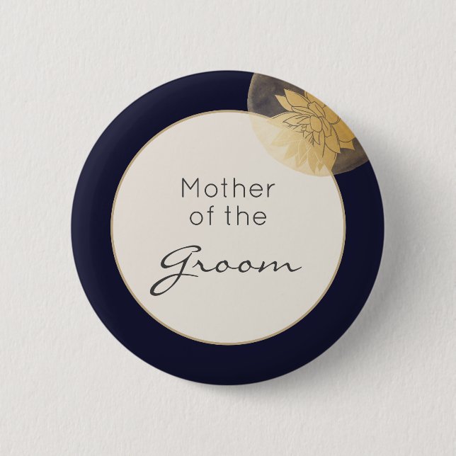 Navy Blue Gold Wedding Mother of the Groom Button (Front)