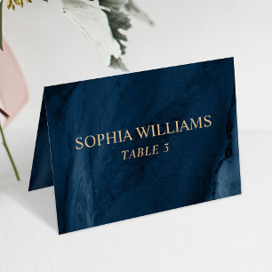 Navy Blue & Gold Wedding Place Card