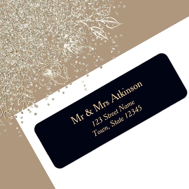 Navy Blue Gold Wedding Return Address Label (Creator Uploaded)
