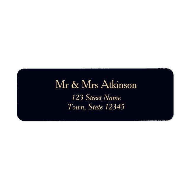 Navy Blue Gold Wedding Return Address Label (Front)