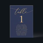 Navy Blue & Gold Wedding Seating Table Number<br><div class="desc">Beautiful,  elegant,  modern and minimalist,  table number card. Fully customizable. **PLEASE NOTE: To order,  simply adjust your table number and add each number to your cart separately. Then check out once you are finished.</div>