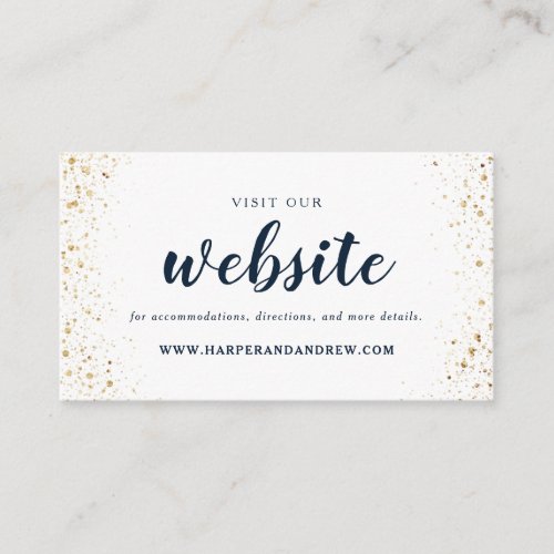 Navy Blue Gold Wedding Website Enclosure Card