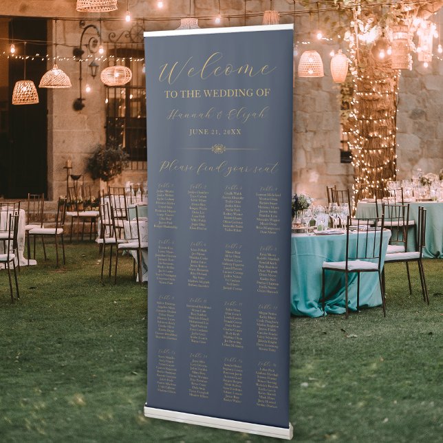 Navy Blue Gold Wedding Welcome & Seating Chart Retractable Banner (Navy Blue Gold Wedding Welcome & Seating Chart Retractable Banner
)