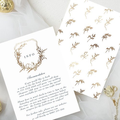 Navy Blue Gold White classic crest wedding Enclosure Card