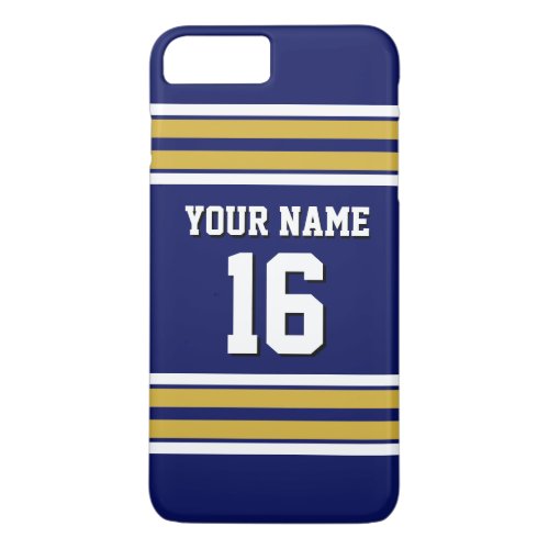 Navy Blue Gold Wht Team Jersey Custom Number Name iPhone 8 Plus7 Plus Case