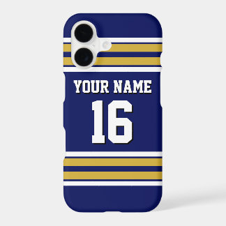 Navy Blue Gold Wht Team Jersey Custom Number Name iPhone 17 Case