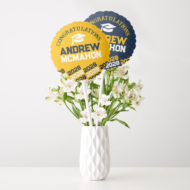 Navy Blue & Gold Yellow Graduation Centerpiece Balloon (Creator Uploaded)