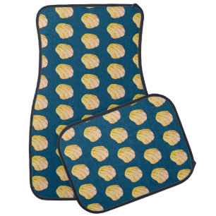 Navy Blue Gold Yellow Watercolor Clam Shells Car Floor Mat