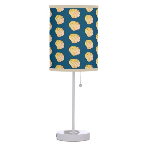 Navy Blue Gold Yellow Watercolor Clam Shells Table Lamp