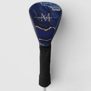 Navy Blue Gold Your Letter Name Golf Head Cover
