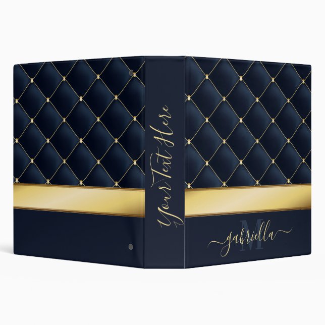 Navy Blue Golden  3 Ring Binder (Background)