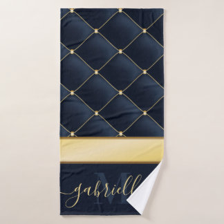 Navy Blue Golden Bath Towel