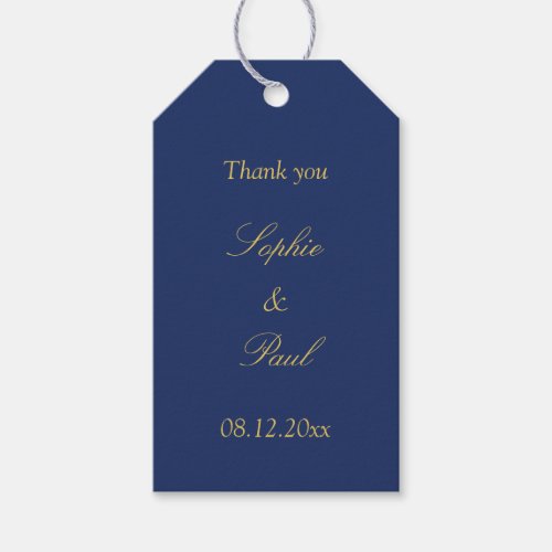 Navy Blue Golden Beige Wedding Favor Thank You Gift Tags
