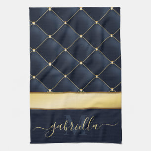 Navy Blue Golden Kitchen Towel