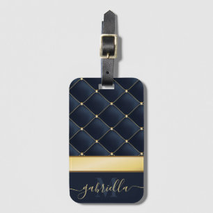 Navy Blue Golden Luggage Tag
