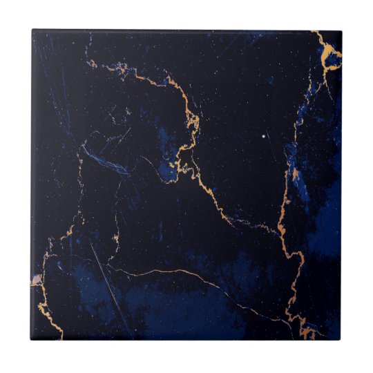 Navy Blue Golden Marble Ceramic Tile