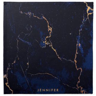 Navy Blue Golden Marble Cloth Napkin