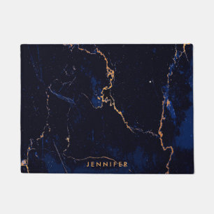 Navy Blue Golden Marble Doormat