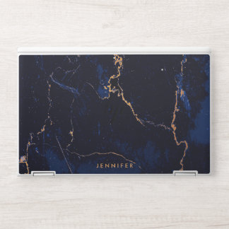 Navy Blue Golden Marble HP Laptop Skin