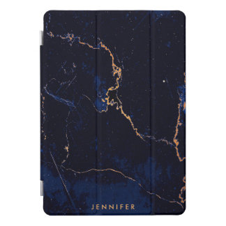 Navy Blue Golden Marble iPad Pro Cover