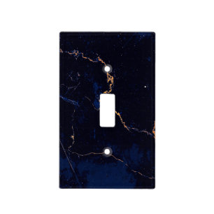 Navy Blue Golden Marble Light Switch Cover