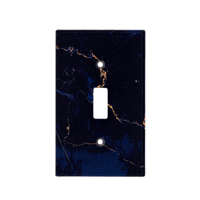 Navy Blue Golden Marble Light Switch Cover (Front)