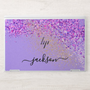 Navy blue golden marble stone glitter HP laptop skin
