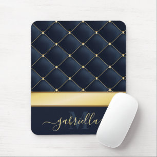 Navy Blue Golden Mouse Pad