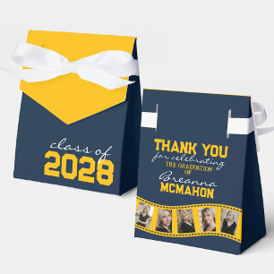 Navy Blue & Golden Yellow Photo Collage Filmstrip Favor Boxes