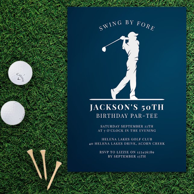 Navy Blue Golf Birthday Par-tee Invitation (Creator Uploaded)