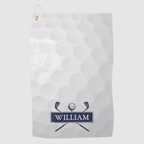 Navy Blue Golf Clubs Ball Custom Name Golf Towel