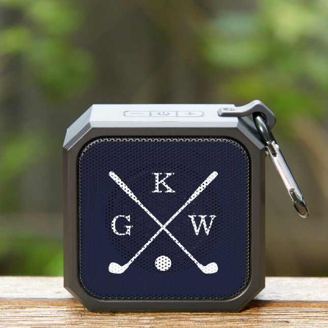 Navy Blue Golf Clubs Monogram Bluetooth Speaker (Insitu(Outdoor))