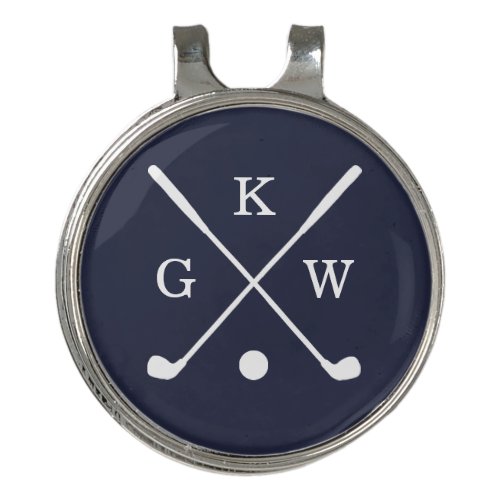 Navy Blue Golf Clubs Monogrammed Golf Hat Clip