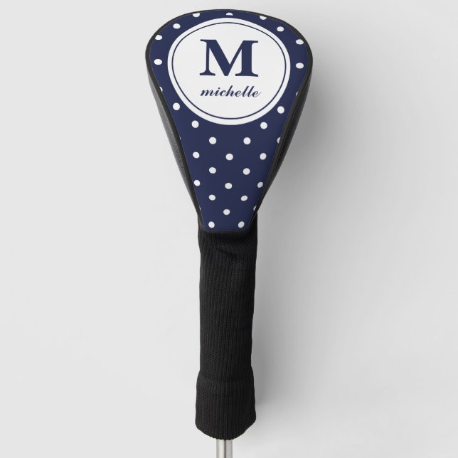 Navy Blue | Golf | DOT personalized monogram Golf Head Cover (Front)