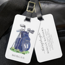 Navy Blue Golf Monogram Luggage Tag