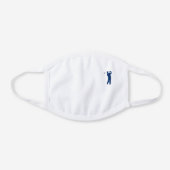 Navy Blue Golfer Silhouette White Cotton Face Mask (Front)