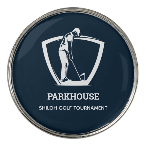 Navy Blue Golfers Name Tournament Golf Ball Marker