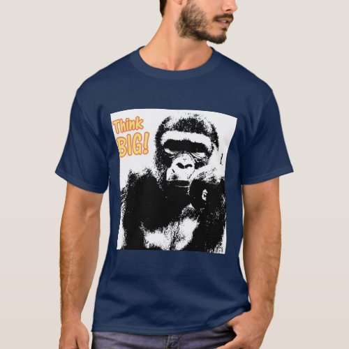 Navy Blue Gorilla Pop Art Elegant Trendy Modern T_Shirt