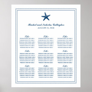 Navy Blue Graceful Starfish 20 x 24 Seating Chart